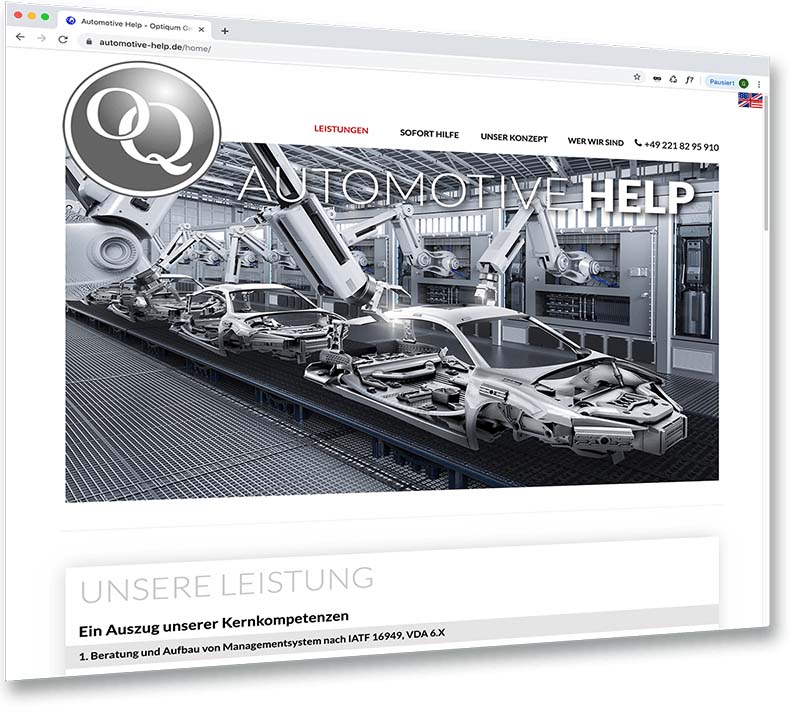 Screenshot Automotive Help Seite Automotive Help