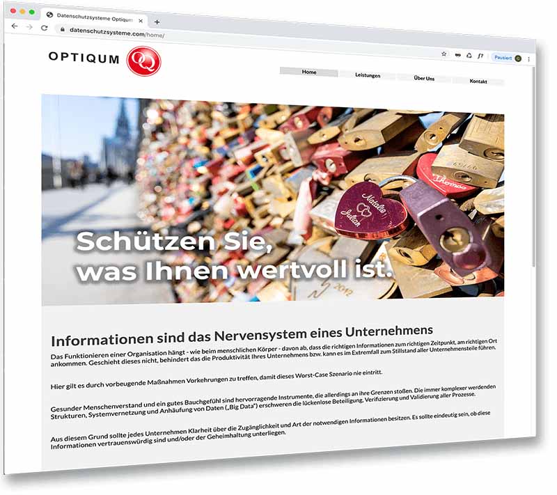 Screenshot Datenschutzsysteme Seite Datenschutzsysteme